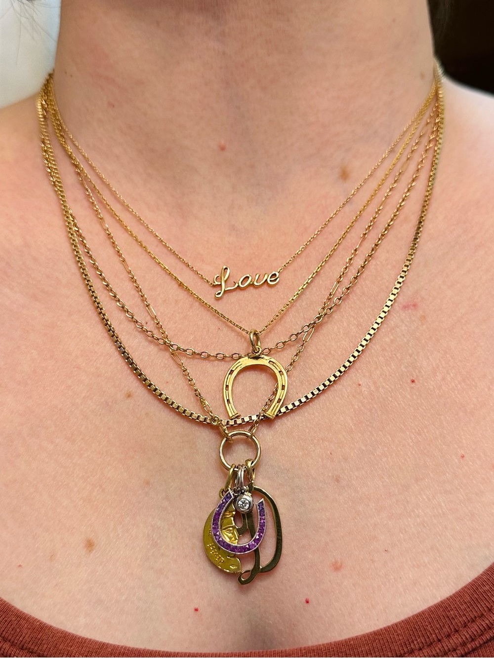 14K Solid Gold 'Love' Script Necklace 585 Adjustable 2.11 Grams - Picture 3 of 7